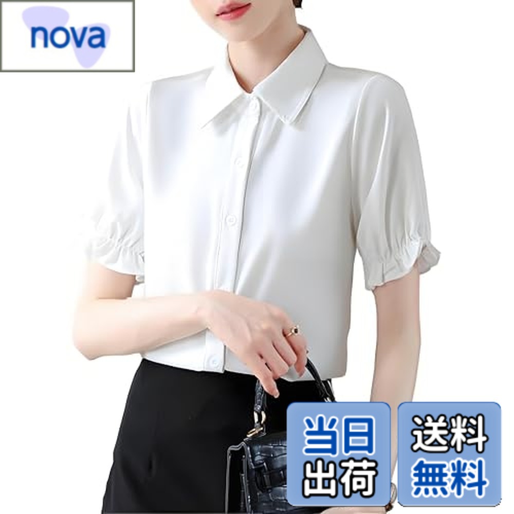樂天商城 - 【送料無料】[Bolan　Verl] レギュラーカラーシャツ レディース 半袖 フリル ブラウス シフォン ワイシャツ 襟付き 白 キレイめ 薄手 夏 通勤 事務服 オフィス