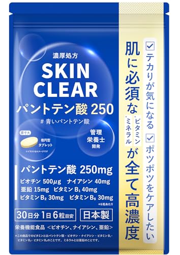 【送料無料】【脂性肌に】 青いパントテン酸 スキンクリア パントテン酸 250mg ビオチン 500μg 亜鉛 15..