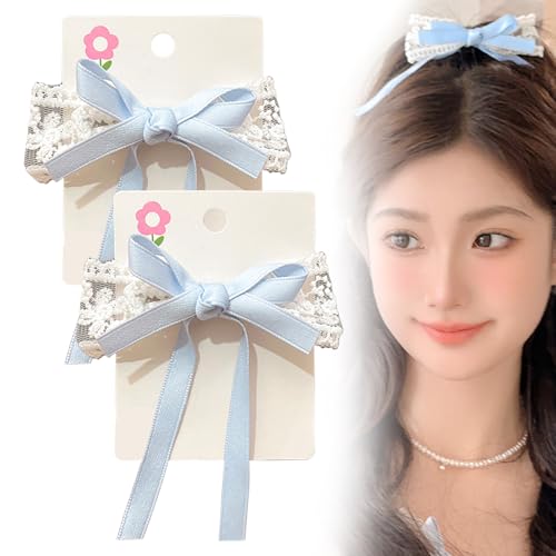 【送料無料】TVETE 水色 髪飾り リボン ヘアクリップ 【2個入り】 青い ヘアアクセ リボン バレッタ 優..