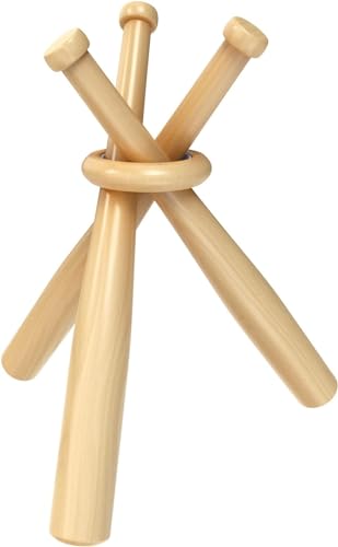 【送料無料】野球ボール用木製ディスプレイスタンド, 150mm高さ, 16mm幅バット型支柱3本付き