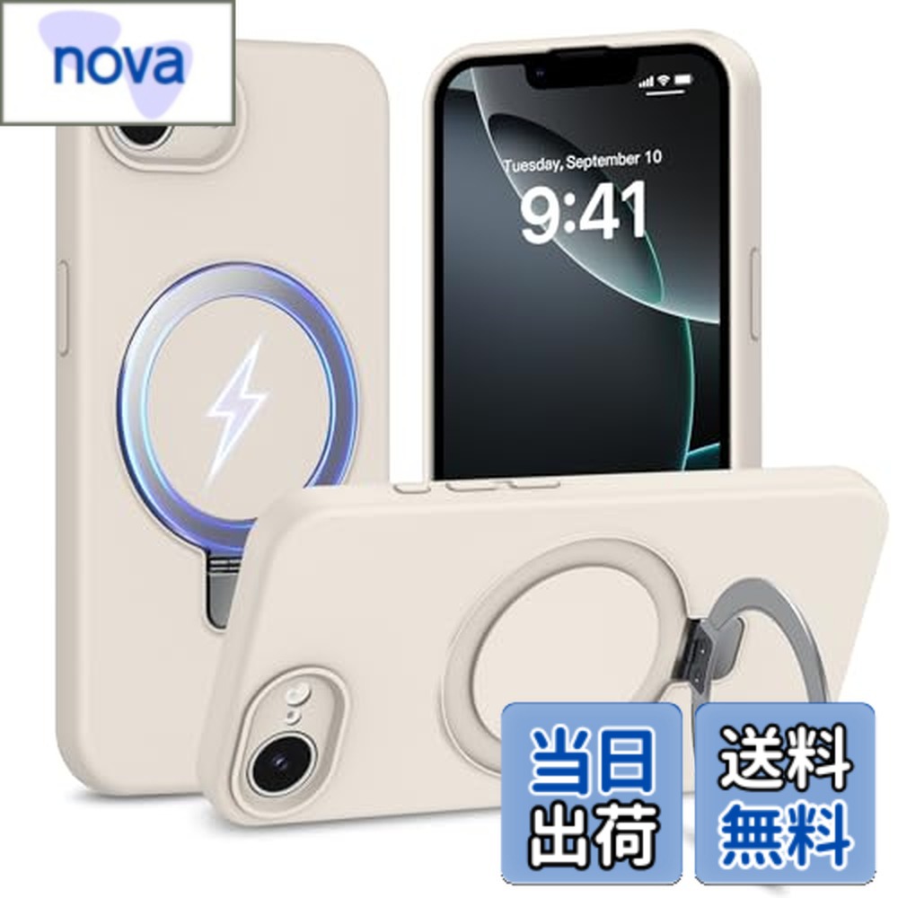 【送料無料】TMUJWS iPhone 16e 用ケースMagnetic対応 スタンド機能 マグネット搭載 隠しスタンド 液体シリコーンカバー アイフォン16e 用ケース ハード 耐衝撃 衝撃吸収 レンズ保護 黄変防止 軽量 シンプル おしゃれ 6.1インチ MZ94-IP 16E