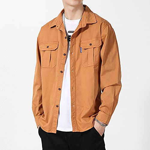 【送料無料】[netero] メンズ ミリタリー シャツ 長袖 綿 無地 ミリタリーシャツ カーゴ カジュアルシャツ ポケット付き 秋 冬 春 夏 2