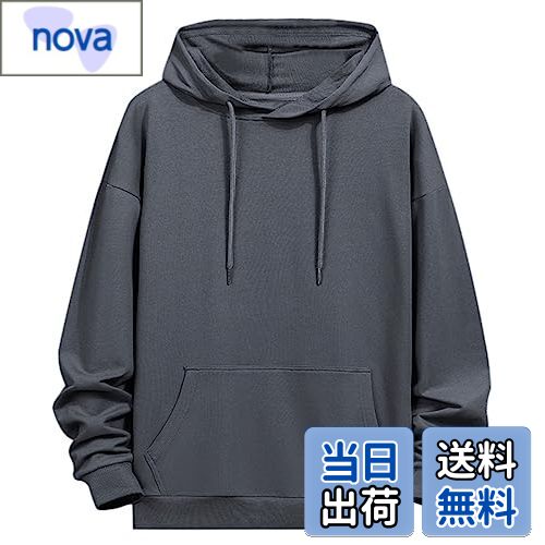 【送料無料】[OKJCON] パーカー メンズ 長袖 秋 プルオーバー 無地 ゆったり フード付き おしゃれ 大きいサイズ