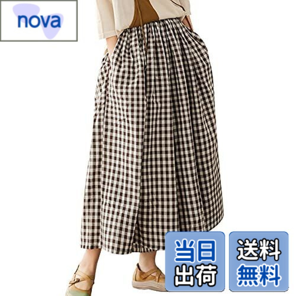 【送料無料】[Vincent house] ワイドパンツ レディース チェック柄パンツ リネン ボトムス ロングパンツ ウエストゴム ハイウェスト 九分丈 ズボン 美脚 大きいサイズ カジュアル お洒落