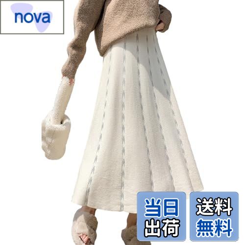 楽天nova【送料無料】[NONELECEDOLE] ニットスカート プリーツスカート マキシスカート 無地 Aライン ハイウエスト ゴムウエスト 体型カバー 着痩せ 千鳥格子 かわいい 大人スタイル 通勤 秋 冬