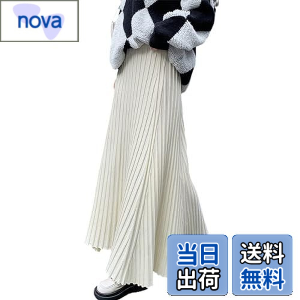 【送料無料】[NONELECEDOLE] ニットスカート プリーツスカート レディース ロングスカート 厚手 Aライン 体型カバー 着痩せ 無地 ハイウエスト ゴムウエスト かわいい 通勤 秋 冬