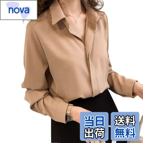 【送料無料】[Vincent house] ブラウス レディース トップス シフォン Vネック長袖 ゆったり 薄手 柔らかい 着痩せ 体型カバー フォマール オフィス 通勤 ファッション 4色展開 無地 春秋