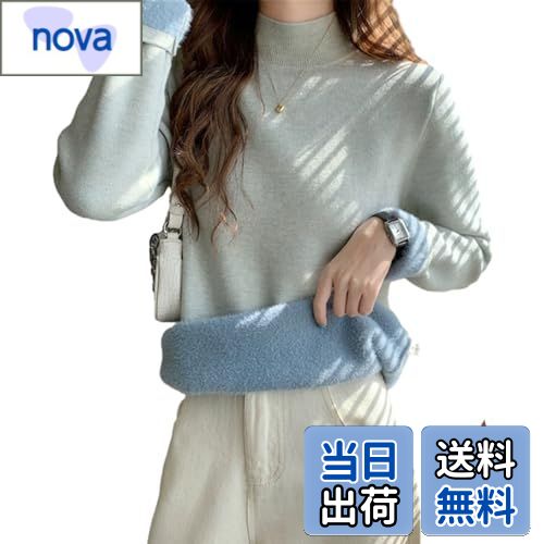 楽天nova【送料無料】[NONELECEDOLE] ニット セーター レディース 長袖 無地 ハーフハイネック タイトトップス プルオーバー 快適 シンプル 厚手 暖かい 着痩せ ファッション 裏起毛 普段着 通勤 春 秋 冬