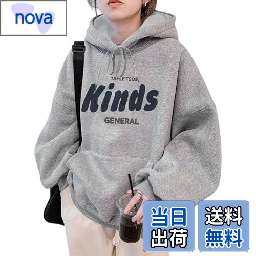 【送料無料】[Narebualo Cietupoop] パーカー レディース プルオーバートップス クルーネック 長袖 パフスリーブ フード 英パターン 裏起毛 無地 防寒 かわいい 大きいサイズ ゆったり カジュアル ンプル ファッションシ オフィス 通勤 春 秋 冬