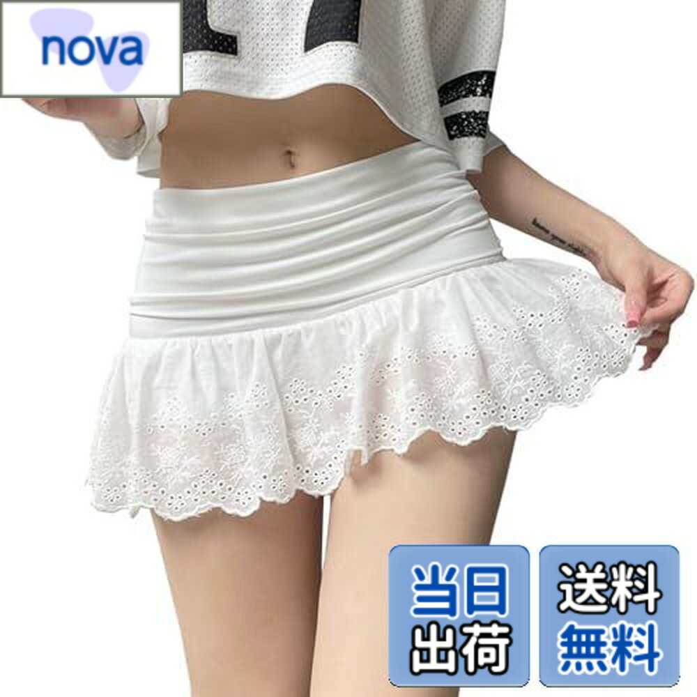 【送料無料】[Roiyezo] ミニスカート レース 裏地付き フレアスカートハイウエストスカート フリル ショート丈 二重層 ふんわり Aライン かわいい y2k セクシー