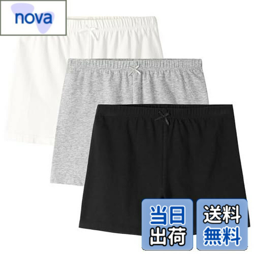 【送料無料】[Rolanko] オーバーパンツ 女の子 インナーパンツ ガールズ 3分丈 リボン付き 3枚セット 120-160