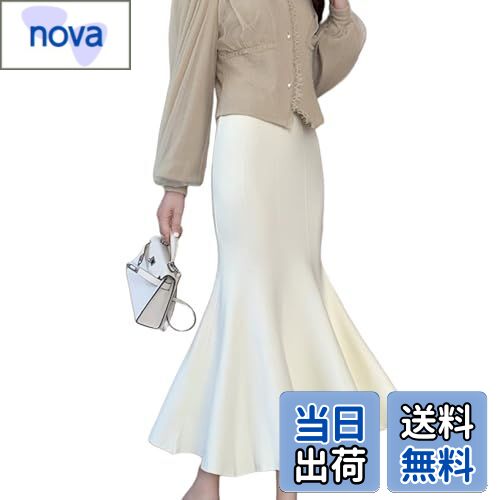 【送料無料】[MERONOCALLALY] マーメイドスカート ニット ミモレ丈 秋冬 ロング ウエストゴム タイトスカート ストレッチ 無地 きれいめ 通勤 春 夏