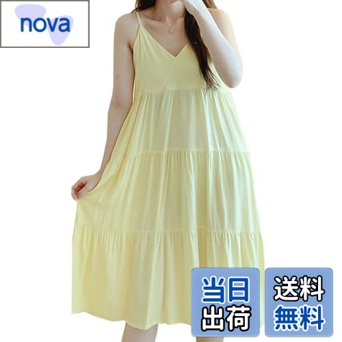 【送料無料】[Roiyezo] ルームウェア レディース 部屋着 ワンピース レディース ネグリジェ ロング ワンピース 調整可能 ゆったり 綿混 ワンピース 薄手 ノースリーブ パジャマ 外着可 大きい