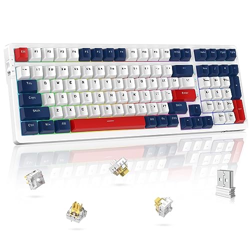 【送料無料】Mambasnake K98 メカニカルキーボード ワイヤレスBluetooth/無線2.4G/有線Type-C ゲーミン..