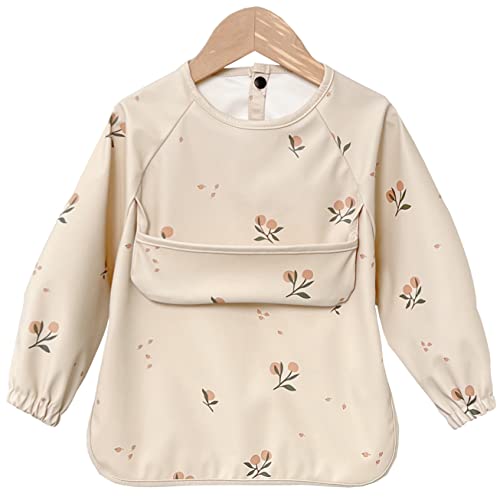 【送料無料】[GoUseGo] お食事エプロン 長袖 ベビー 食事用エプロン 女の子 洗える 袖付き 離乳食エプ..