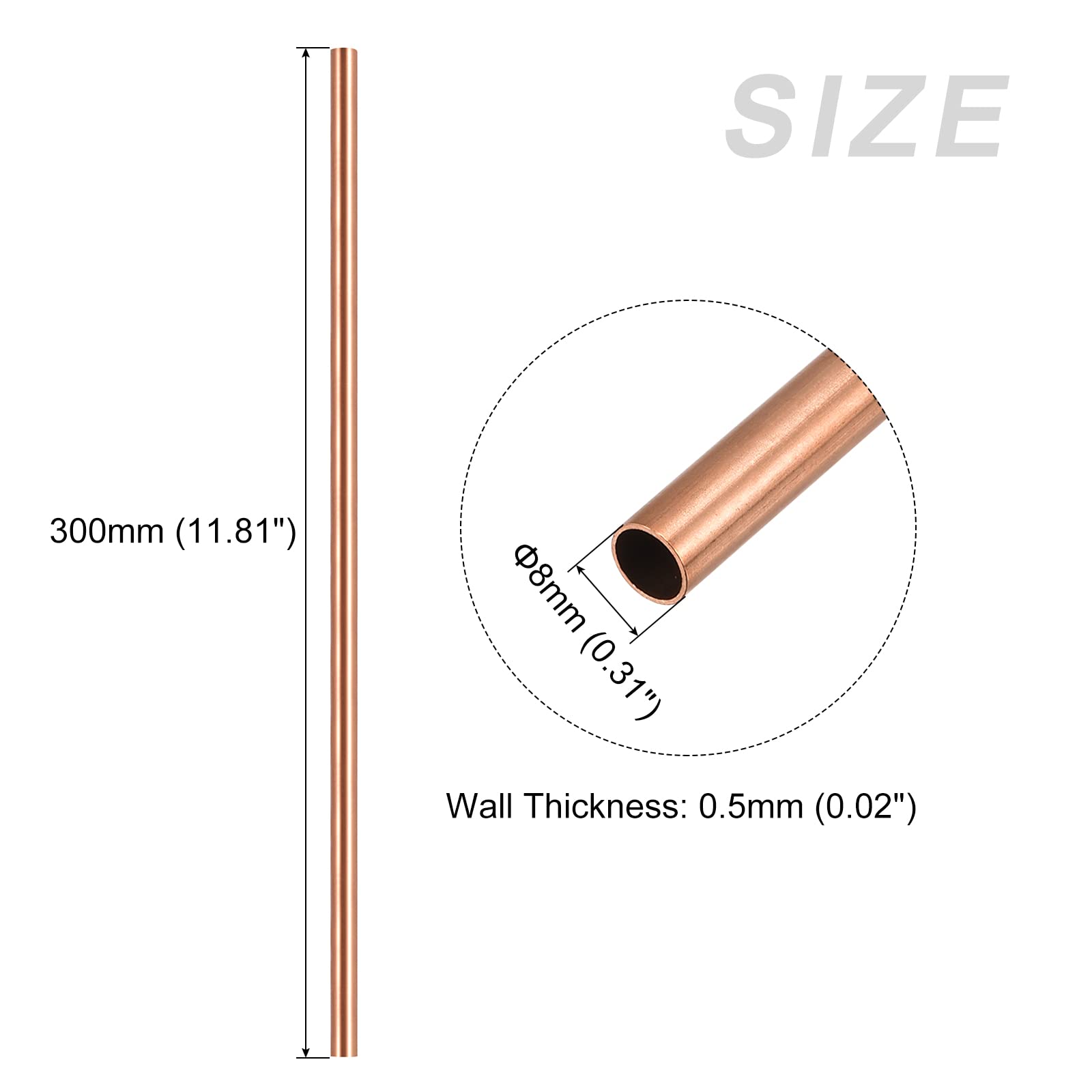 【送料無料】METALLIXITY コッパーチューブ コッパーパイプ 銅管 8mm OD x 0.5mm T...