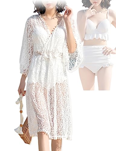 【送料無料】[Yotonna] ヨトンナ レースパレオ タンキニ 水着 レディース 3点セット ビキニ 体型カバー フレアカバーアップ ショートパンツ ママ水着 大人 ゆったり かわいい レース エレガント スイムウェア