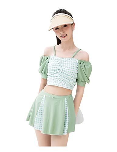 【送料無料】[AILITI] キッズ 水着 女の子 セパレート 2点セット トップス スカート付きショートパンツ バックリボン ガールズ 子供用水着 速乾