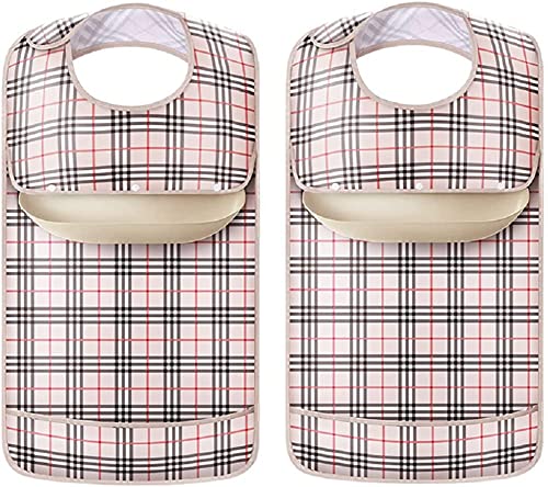 【送料無料】[Youngfull] 2枚組 洗い不要 二つ ポケット 介護エプロン 食事用エプロン 防水 汚れにくい お手入れ簡単 介護用品 大人用 高齢者 シニア 食べこぼし防止 よだれかけ お食事用 立体 ポケット 食事前掛