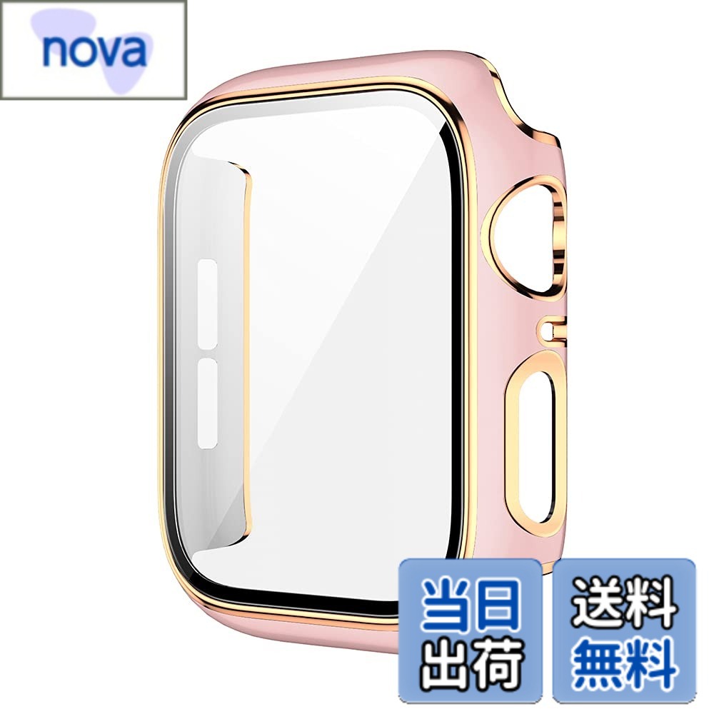 Rakuten - 【送料無料】アップルウォッチ カバー apple watch ケース 保護 ゴールド シルバー ライン 44mm 40mm 42mm 38mm 6 se 5 4 3 2 1 色：ピンク+ローズゴールドライン、サイズ：45mm