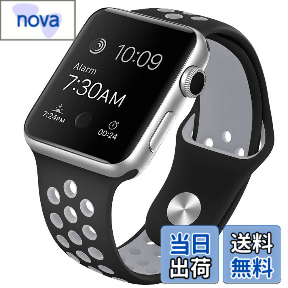 Rakuten - 【送料無料】[Pellforia] アップルウォッチ バンド ベルト 全20色 38 41 42 40 44 45mm対応 シリコン製 2色 Series 1 2 3 4 5 6 7 8 9 10 Ultra SE 色：黒 x グレー、サイズ：Lサイズ(38/40/41/シリーズ10・42mm)
