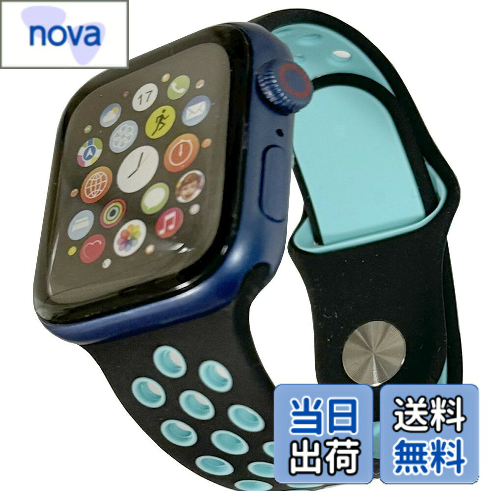 【送料無料】[Pellforia] アップルウォッチ バンド ベルト 全20色 38 41 42 40 44 45mm対応 シリコン製 2色 Series 1 2 3 4 5 6 7 8 9 10 Ultra SE 色：黒xアクアブルー、サイズ：Lサイズ(38/40/41/シリーズ10・42mm)