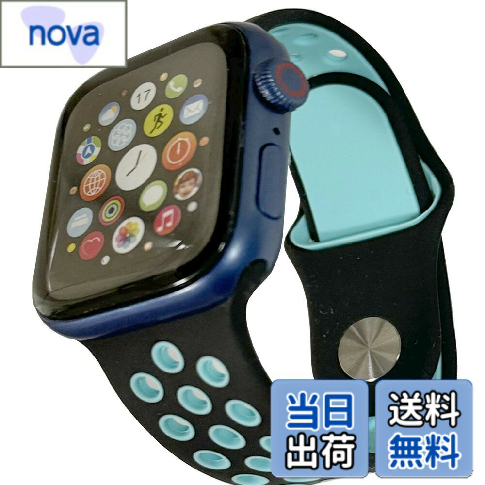 【送料無料】[Pellforia] アップルウォッチ バンド ベルト 全20色 38 41 42 40 44 45mm対応 シリコン製 2色 Series 1 2 3 4 5 6 7 8 9 10 Ultra SE 色：黒xアクアブルー、サイズ：Sサイズ(42/44/45/46/49mm)