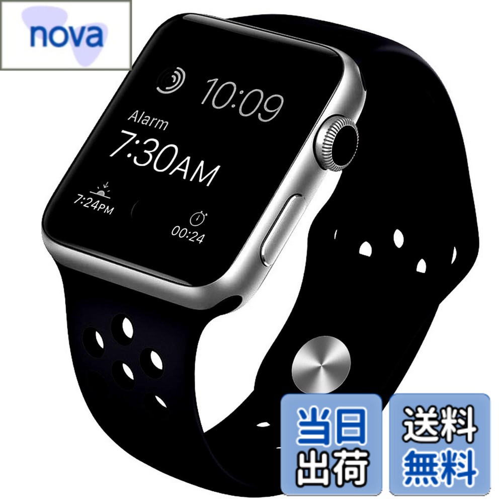 【送料無料】[Pellforia] アップルウォッチ バンド ベルト 全20色 38 41 42 40 44 45mm対応 シリコン製 2色 Series 1 2 3 4 5 6 7 8 9 10 Ultra SE 色：ブラック/ブラック、サイズ：Sサイズ(42/44/45/46/49mm)