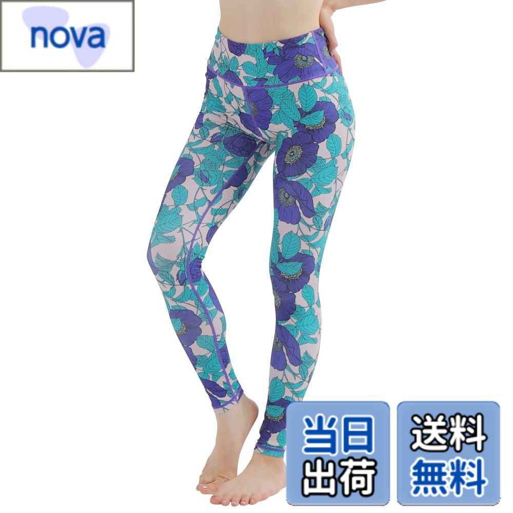 【送料無料】［YOGALOVE（ヨガラブ）］ ヨガウェア レギンス レディース ヨガパンツ 柄 ヨガレギンス 花柄 ストレッチ ホットヨガ パンツ 速乾 ヨガスパッツ 9分丈 色：ブロケード、サイズ：L