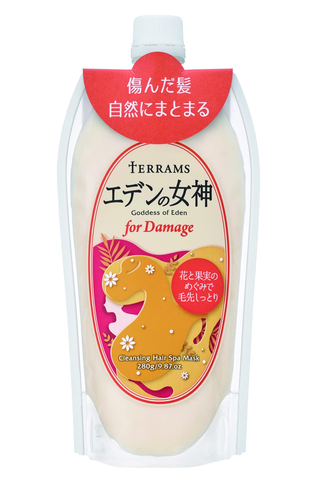 【送料無料】テラムス エデンの女神 for ダメージ 洗髪料 髪&地肌用 ノンシリコン ヘッドスパ 濃密補修 シャンプー トリートメント ヘアマスク 280g 色：なし