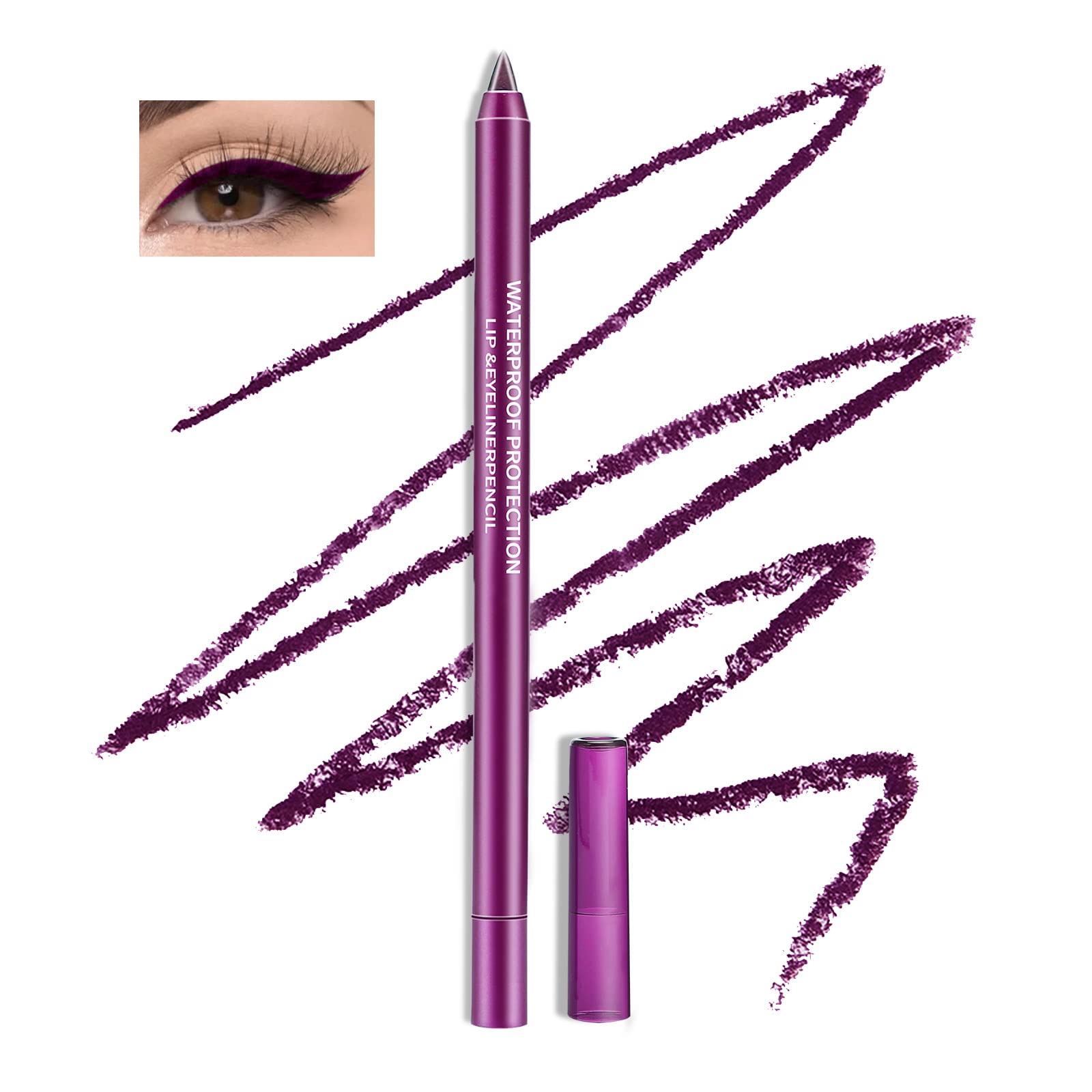 【送料無料】Boobeen カラフルジェル アイライナーペンシル 耐水性アイライナーペン マットメタリック アイライナーセット 女性用 クリームアイシャドウペンシル カラフルなアイメイクに 色：ダークパープル、サイズ：1個