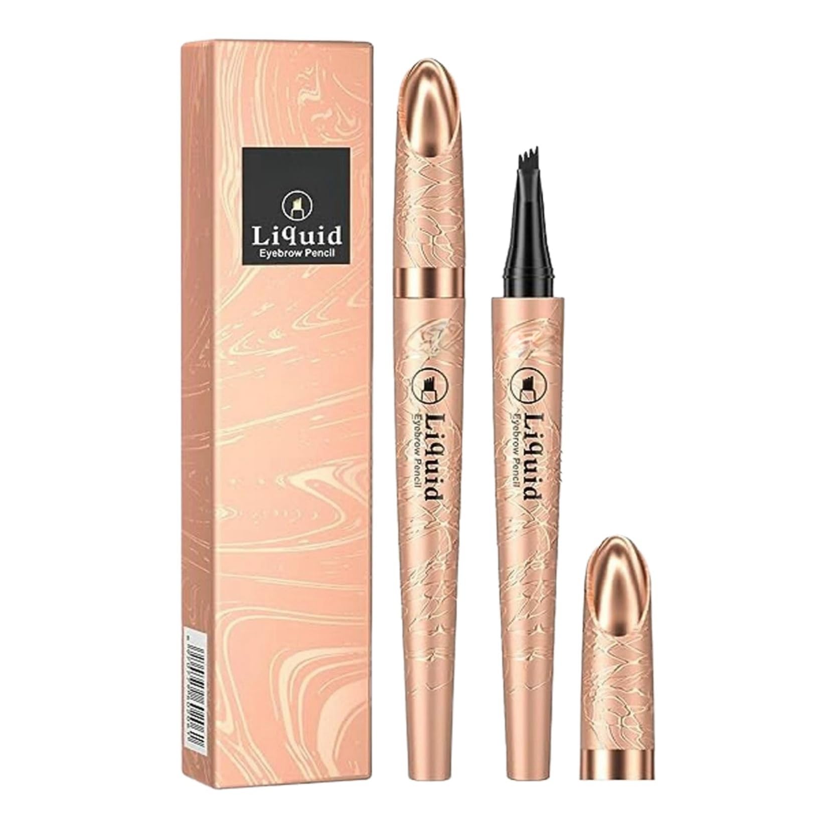 【送料無料】Eyebrow Pencil，Liquid防水アイブロウペンシル，Eyebrove Microbrading Pen，Eye Makeupアイブロウペンシル長効果防水マイクロ4点アイブロウペンシル-自然に見える眉メイク，ピンク色の外観 色：02#濃いコーヒー色