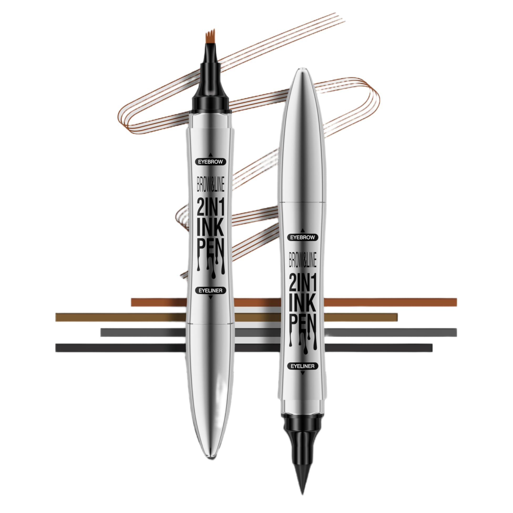 【送料無料】UNYOKE アイライナー 両頭 4 本爪アイブロウ ペンシル、ツーインワン、防水、汗に強く、にじみにくい、ナチュラルメイクアップ効果 色：04#ブラックカラー、サイズ：1個