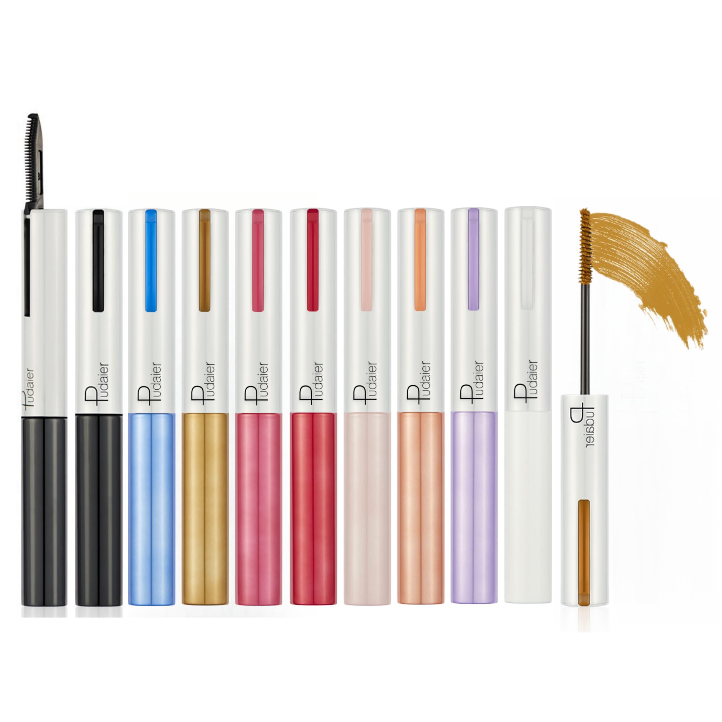 【送料無料】LIANGNISHI 9色マスカラ、ロングカール、長持ちウォータープルーフマスカラ 色：03#ゴールド