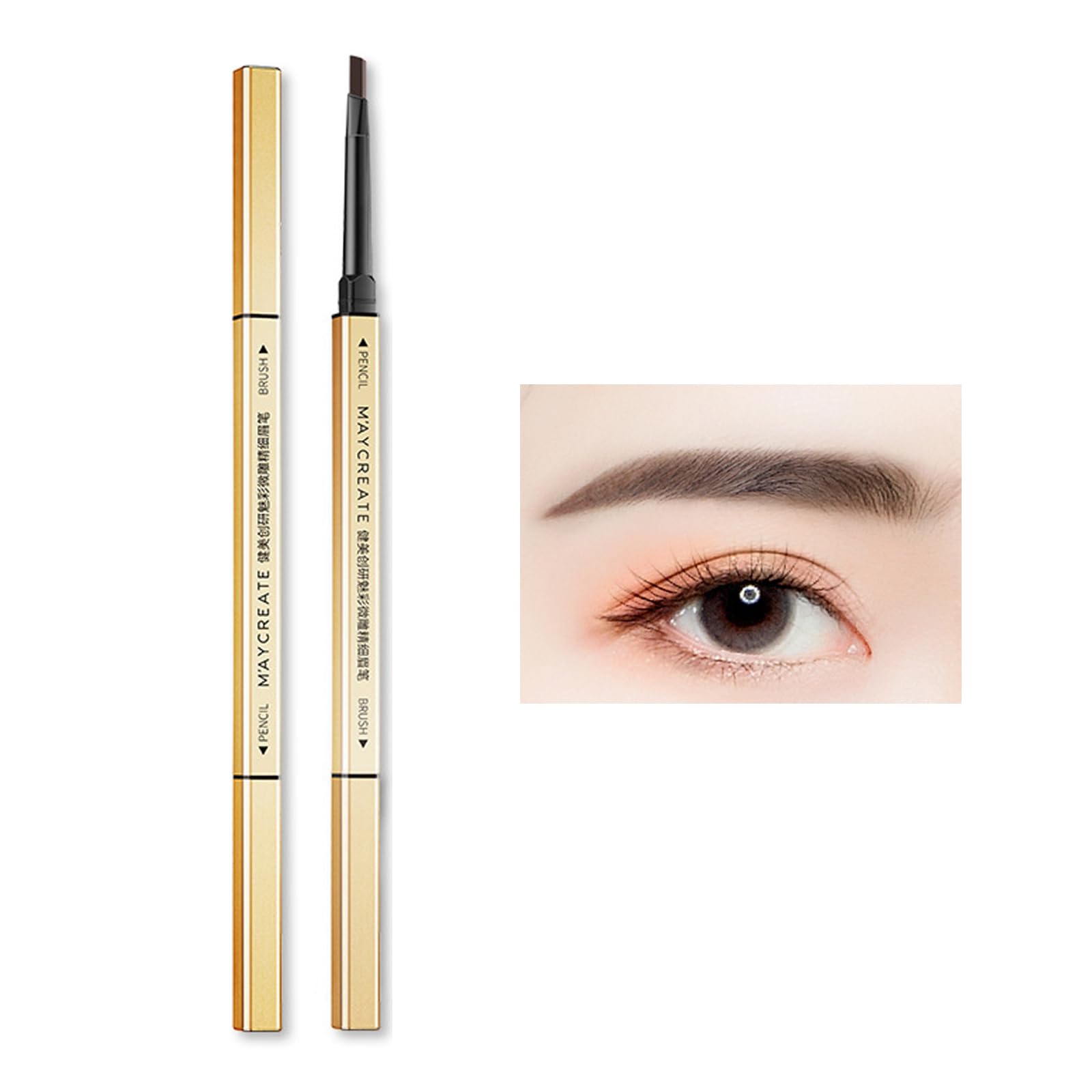 【送料無料】ZVEV(ダブルエンドアイブロウペンシル)極細リフィル、ソフトアイブロウブラシ、ナチュラル眉毛、フルカラー6種のアイライナー、防水で長持ち、自然な茶色、ふわふわ眉毛、ワイルド眉毛、アイブロウパウダー、アイメイク。 色：暗褐色