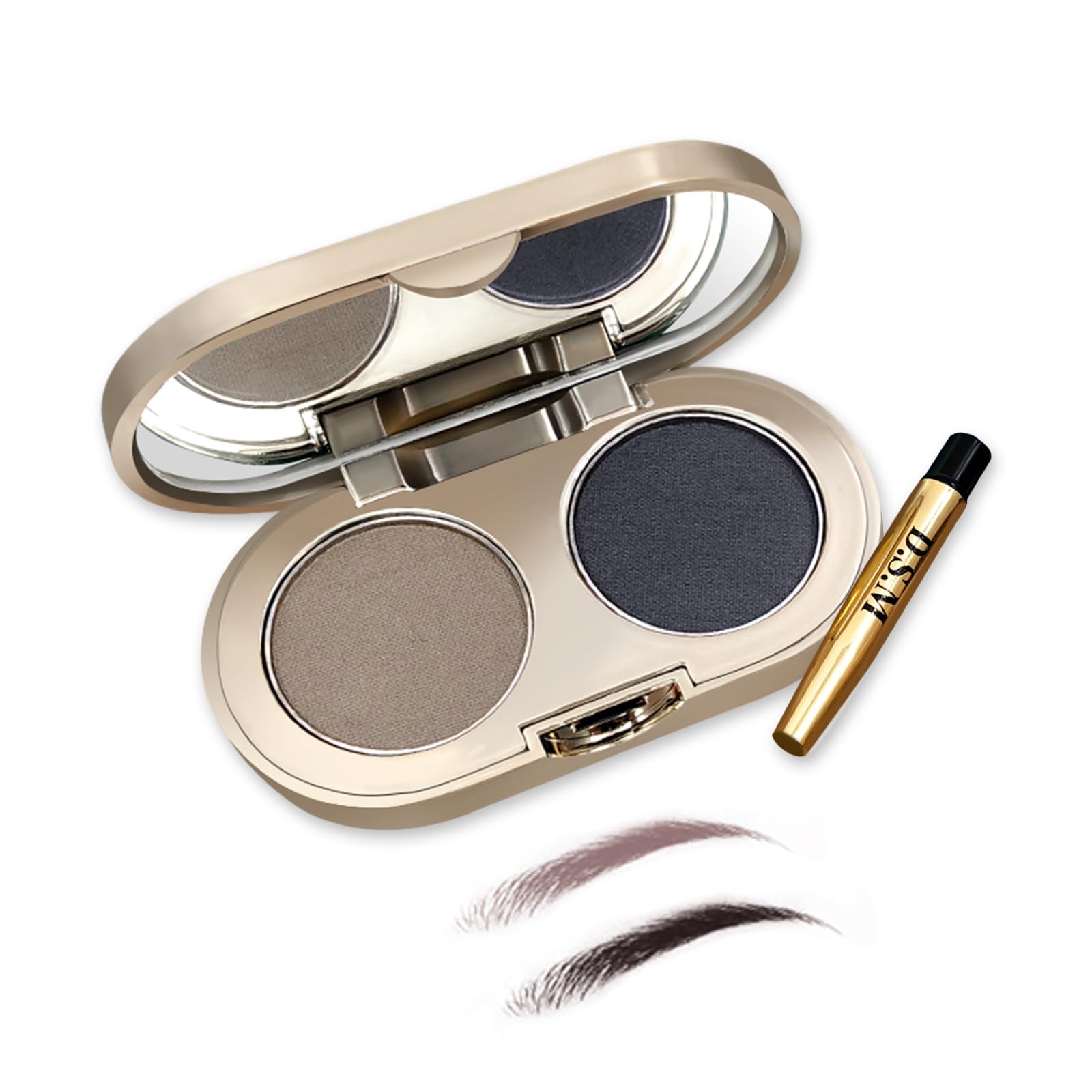 【送料無料】aopoka アイブロウパウダー ウォータープルーフ ナチュラル仕上げ 耐汗 速乾 3D（2in1）長時間キープ コンパクト 敏感肌用 低刺激 色：01ライトリネン+グレーのサムネイル