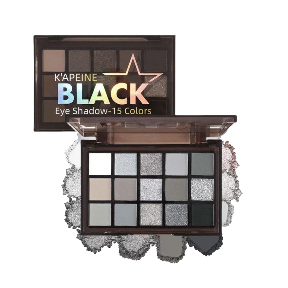 【送料無料】LiangNiShi 15色ダークナイト アイシャドウパレット スモークメイクに最適 ダークグレー＆..