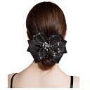 【送料無料】FASELE ヘアクリップ バレッタ ヘアリボン メッシュ 蝶結び 優しい エレガント クリップ 髪飾り 髪留め 上品 クリスタル ヘアアクセサリー おしゃれ 結婚式 通勤 通学 パーティー お祝い 卒業式 色:C-ブラック