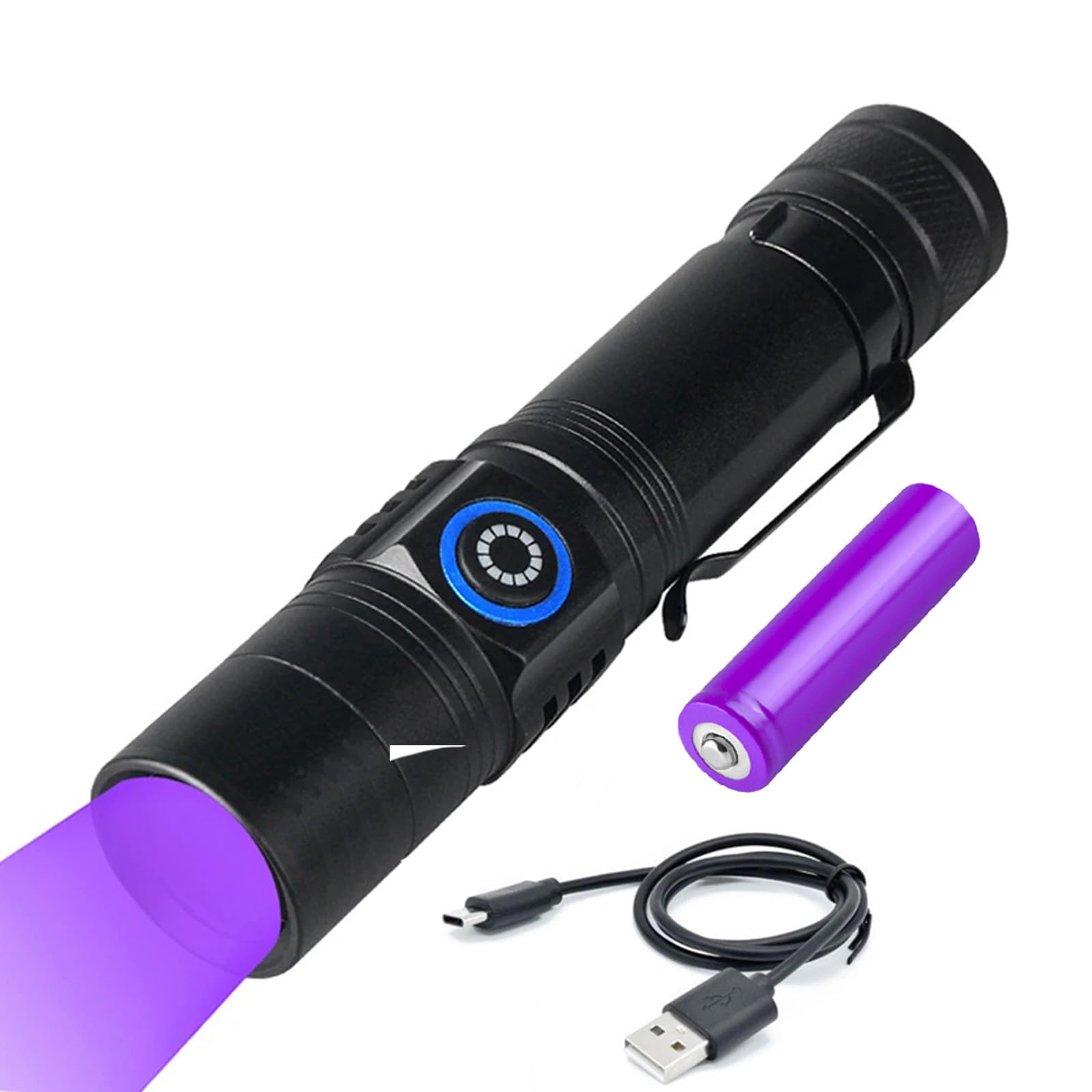 【送料無料】Wellvie classy UVライト 365nm 10W USB充電式 軽量小型 高耐久 アルミ製 レジン硬化 釣り 鑑定 汚れ検出 [並行輸入品] 色：ブラック