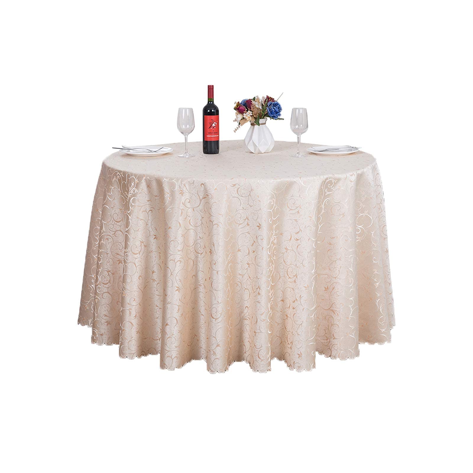 【送料無料】Jixin4you テーブルクロス テーブルカバー 食卓カバー オシャレ 円形 無地 レストラン ホテル 北欧 厚手 柔らかい 色：ピンク、サイズ：直径約2.0m