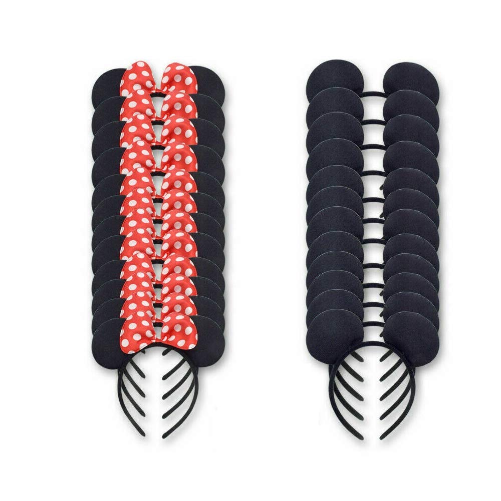 【送料無料】24ミッキーミニーマウスコスチュームデラックスファブリック耳のヘッドバンドの白い水玉の..