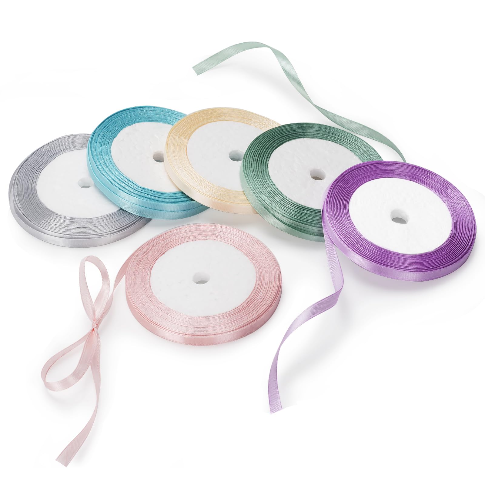 【送料無料】ANZOBEN リボン 包装 サテンリボン ラッピングリボン 6色セット 10mm 約22m/巻き カラフル..