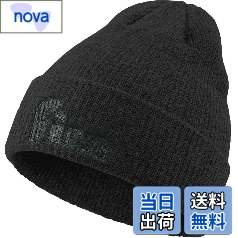 【送料無料】[FIRN] フィルン ビーニー ニット帽子 ニットキャップ ワッチキャップ スノーボード スキー スポーツ アウトドア 登山 防寒 秋 冬 柔らかい 伸縮性 ニット帽 刺 英字 通気 抗菌防臭 通勤 通学 メンズ レディース フリーサイ 色：ブラック、サイズ：58.0 cm