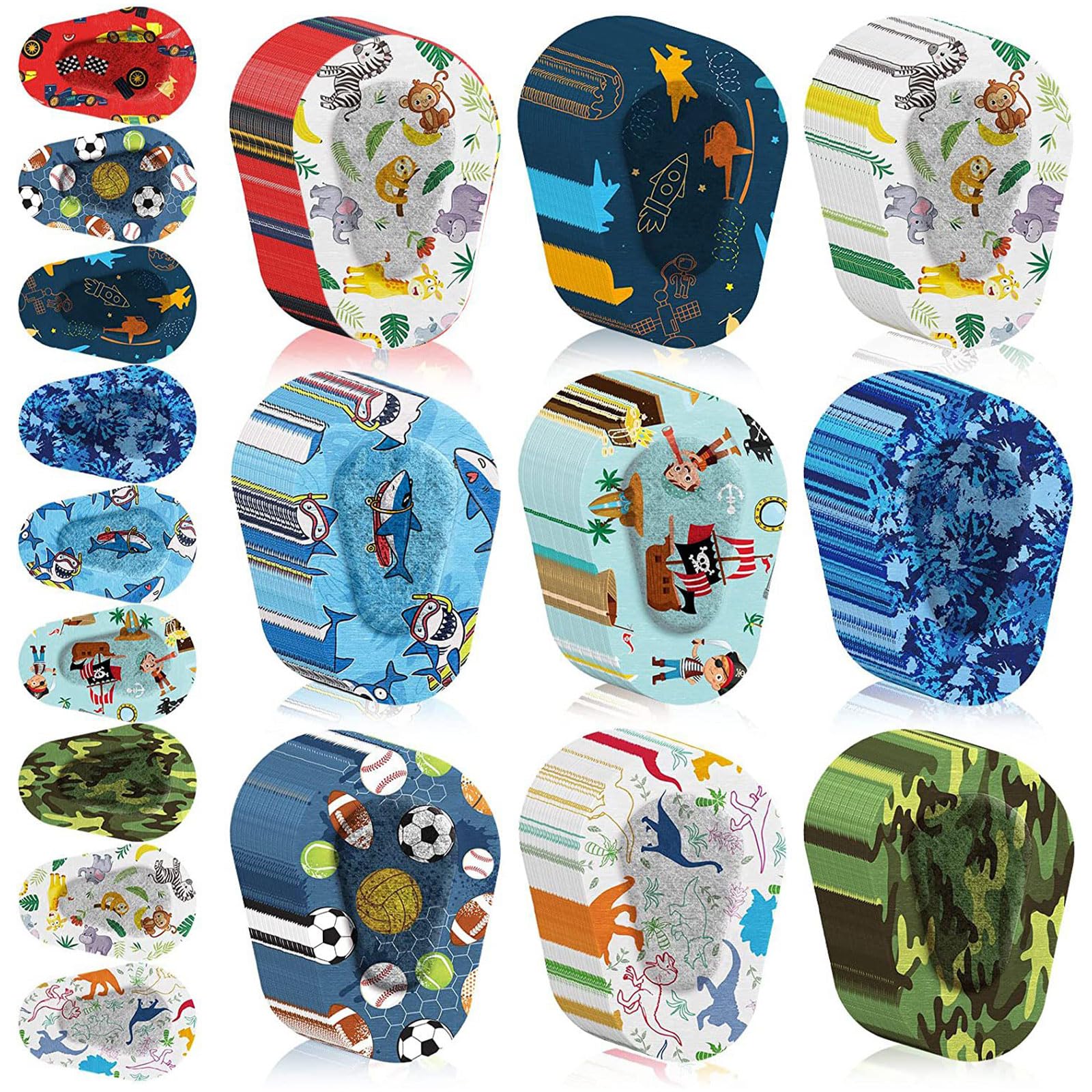 【送料無料】子供のアイパッチ通気性粘着包帯弱視怠惰な目使い捨てアイパッドかわいい漫画眼帯ユニセックス使い捨てアイパッド 45個 色：ブルー