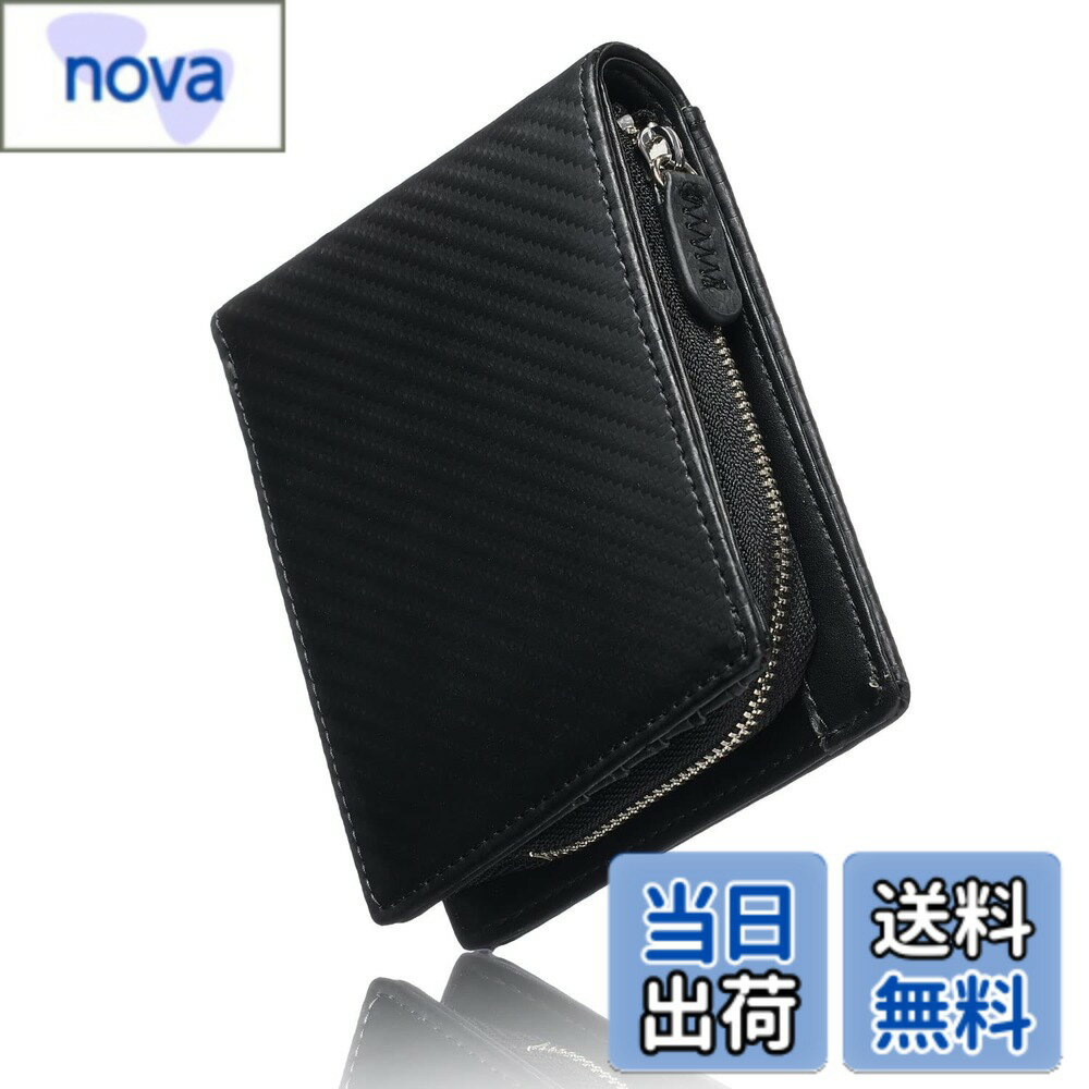 【送料無料】[VOICE] ヴォイス 本革 レザー メンズ 二つ折り 財布 使いやすい ファスナー 小銭入 カード 収納 プレゼント 用 ギフト箱入り 色：Black/Black