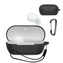 【送料無料】KONXISA for Sony WF-C710N 用 ケース カバー ワイヤレスイヤホン シリコン素材 耐衝撃 防水防塵 ウォッシャブル (カラビナ付き+ストラップ付き ) 着用しやすい 装着充電可能 持ち運びがしやすい(ブラック)