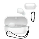 【送料無料】KONXISA for Sony WF-C710N 用 ケース カバー ワイヤレスイヤホン シリコン素材 耐衝撃 防水防塵 ウォッシャブル (カラビナ付き+ストラップ付き ) 着用しやすい 装着充電可能 持ち運びがしやすい(ホワイト)