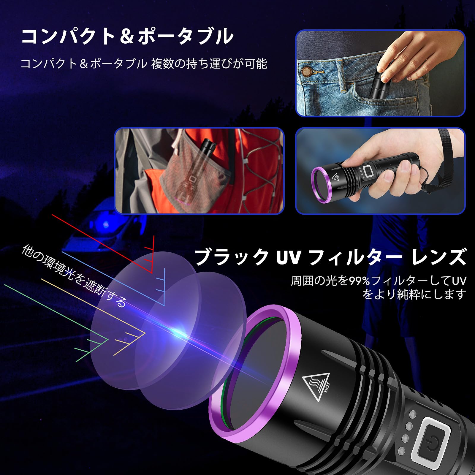 【送料無料】ブラックライト 365nm 30w uvライト 強力 アニサキスライト 電量指示 ...