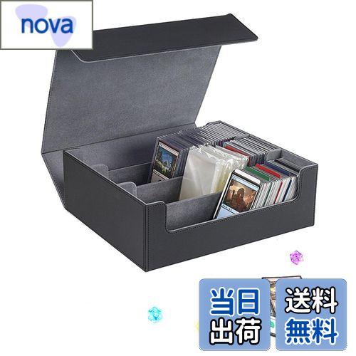 【送料無料】DFsucces デッキケース マグネット式 トレカケース 1800枚収納 大容量 PUレザー製 標準ゲームカード用PUレザーキャビネット 硬質ケース 防水 (ブラック)