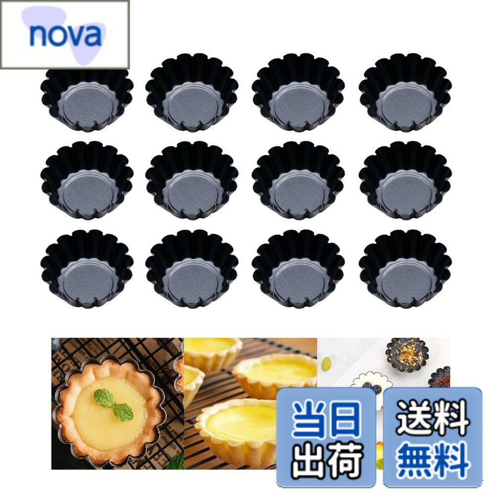 【送料無料】aninako エッグタルト型 ミニ 12個セット ミニ タルト型 円形 ステンレス鋼 非粘着 繰り返し使用可能 ミニパイ型 裏地付き型 ベーキングツール お菓子用 耐熱 耐油 DIY製菓用品 家庭用 (炭素鋼, 6.5cm)